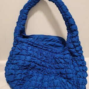COS Oversized Quilted Crossbody Bag Blue